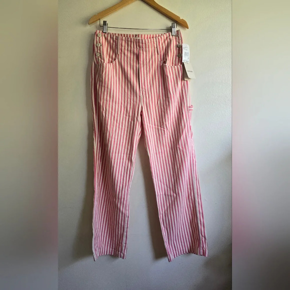 MOTHER, The Seafarer Hover Pants In Candy Striper, Pink/Cream, Size 31 -‎ NWT - Picture 1 of 15